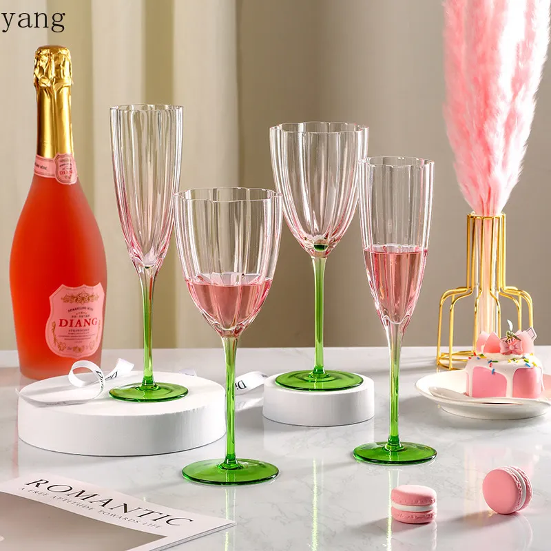 LMM high-value petal red wine glass contrasting color high-end champagne glass household