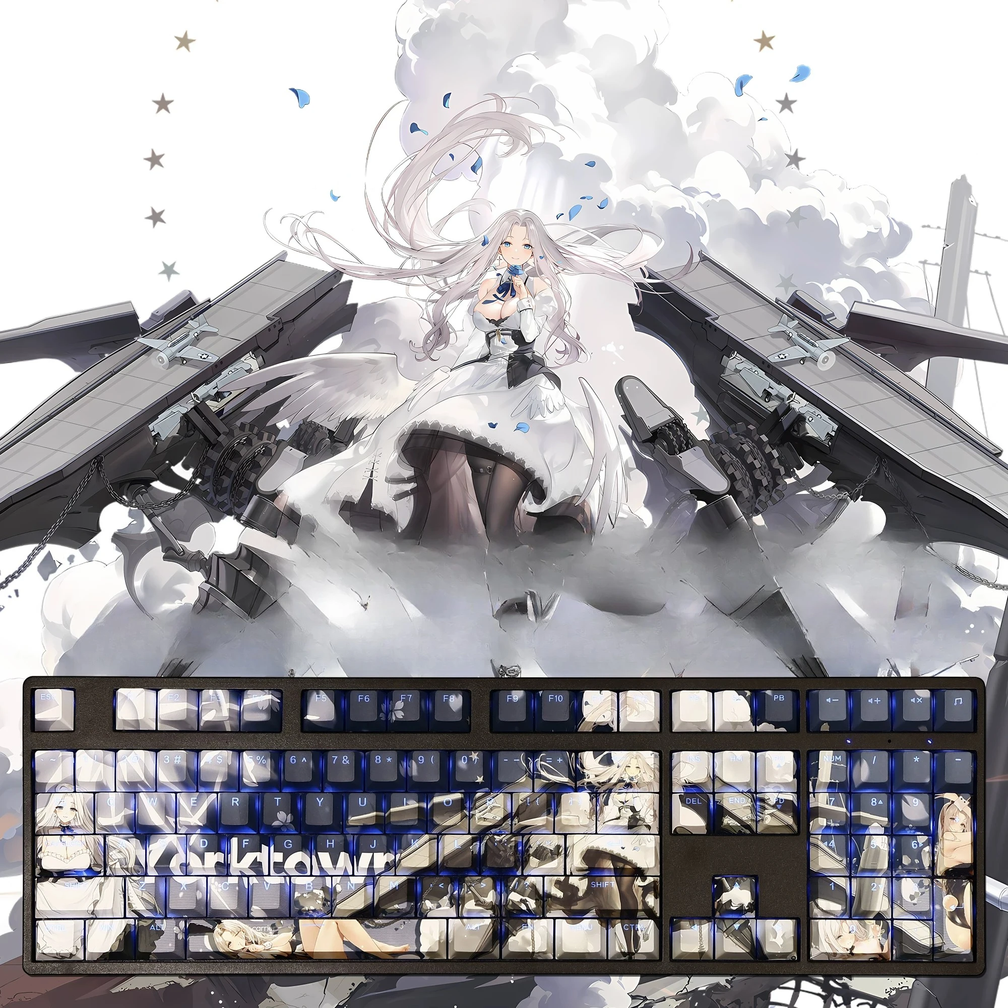 108 Keys Set Yorktown Azur Lane Cute Sexy Girl PBT Keycaps Cherry Height for MX Switch Mechanical Keyboard Game Custom