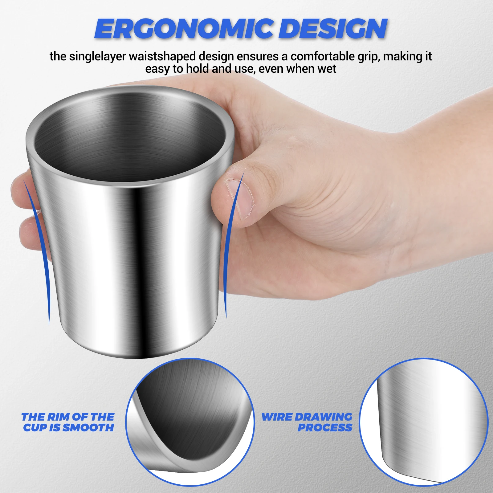 أكواب شرب معدنية من الفولاذ المقاوم للصدأ 180 مللي أكواب معزولة قابلة للتكديس للسفر والتخييم والحمام كوب تخزين فرشاة الأسنان