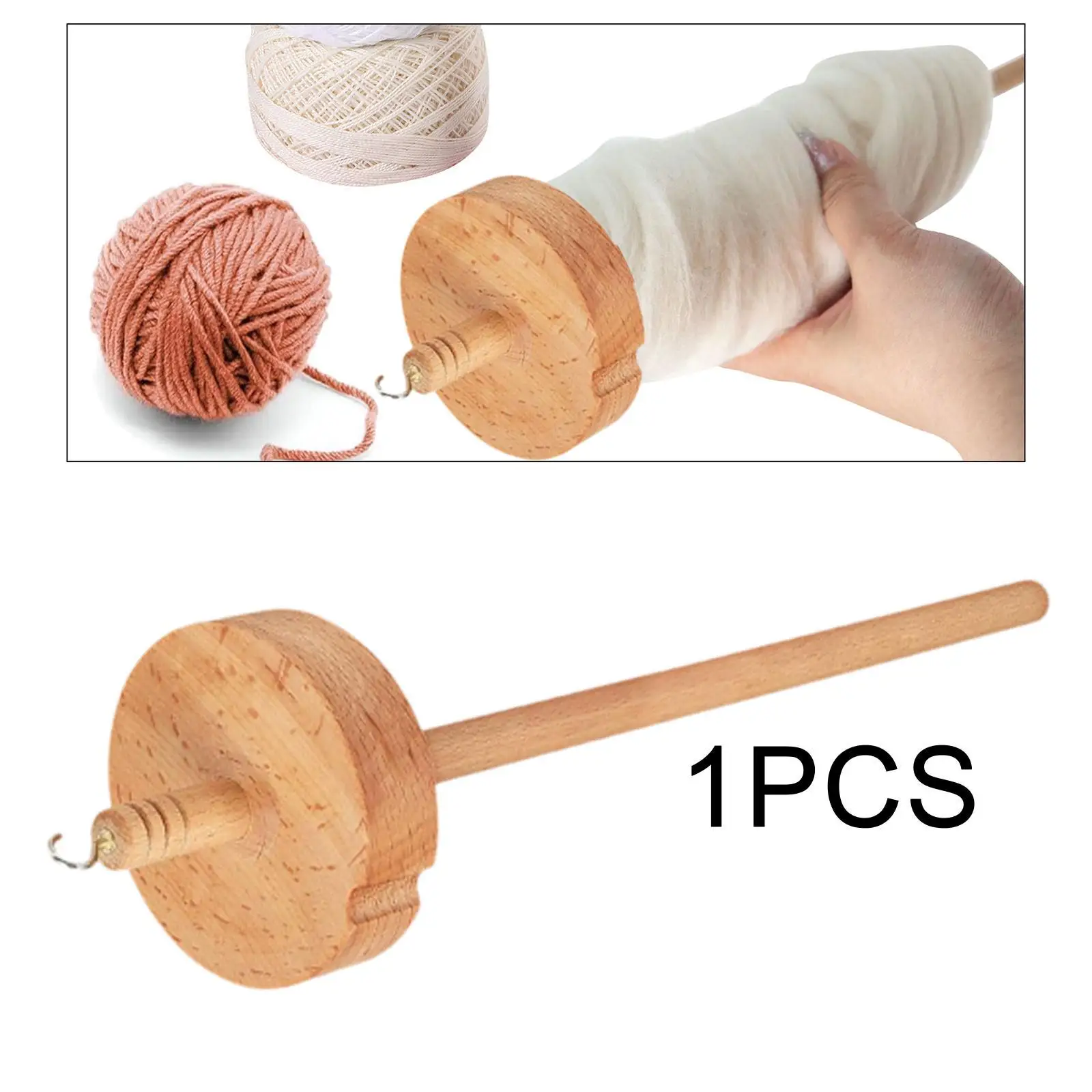Drop Spindle Top Whorl 32.5cm Wheel Yarn Winder Practical Wood Top Whorl Yarn Spinner for Pom Pom's Knitted Crochet Beginners view 6