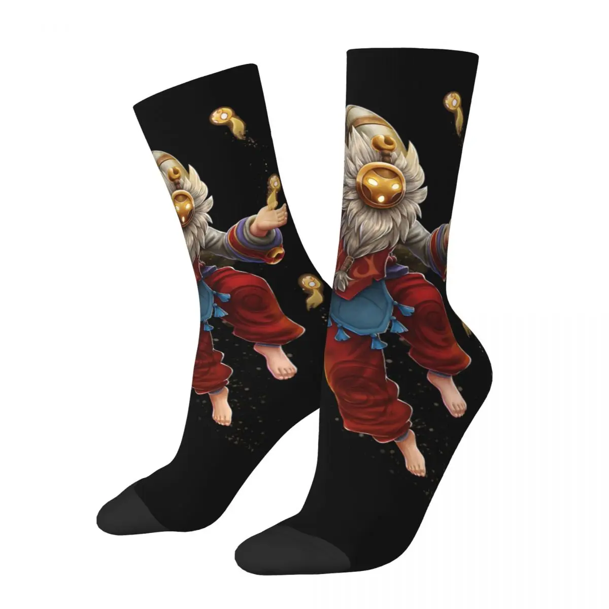 Funny Crazy compression Sock for Men Bard Hip Hop Harajuku League Of Legends LOL Quality Pattern Printed Boys Crew Sock Casual