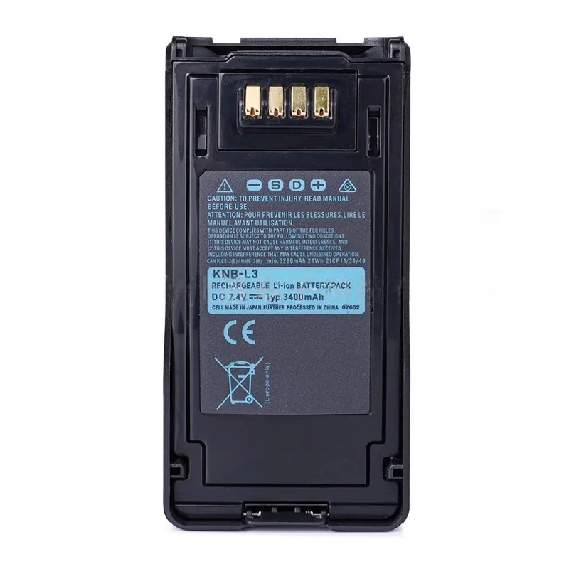 KNB-L3 7.4V 3400mAh Two-way Radio Battery for Kenwood NX-5300/TK5300 Thickened Replacement Lithium Battery