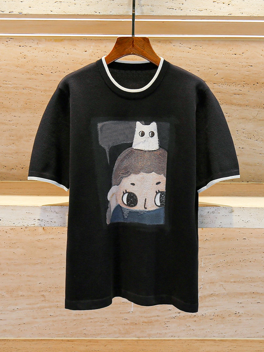 Casualหลวมถักเสื้อยืดผู้หญิงพรีเมี่ยมฤดูร้อน 2025 ปักลูกปัดเดินทางSleรอบNe Ort Sve Irt