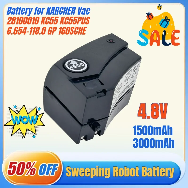 SWZY 1500mAh-3000mAh Battery for Karcher Vac 28100010 6.654-118.0 GP 160SCHE 12585050 KC55 KC55PUS K55 Cordless Electric Broom 5