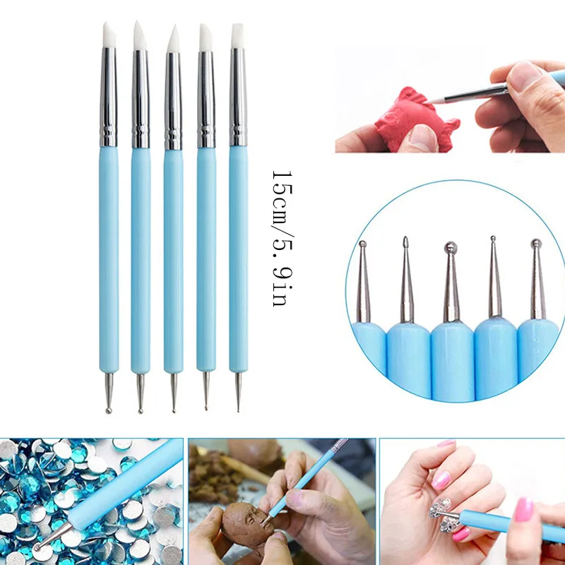 Stylo autocollant de sculpture en silicone pour nail art, outil d'artefact de gaufrage, peinture colorée, miroir magique en poudre