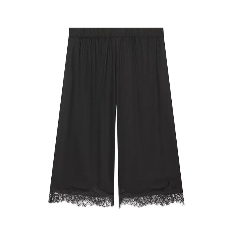 Casual Lace Long Short Pants Women's Fashion Mid-Waist Versatile Autumn New Arrival Wide Leg Pants Other Material 100%