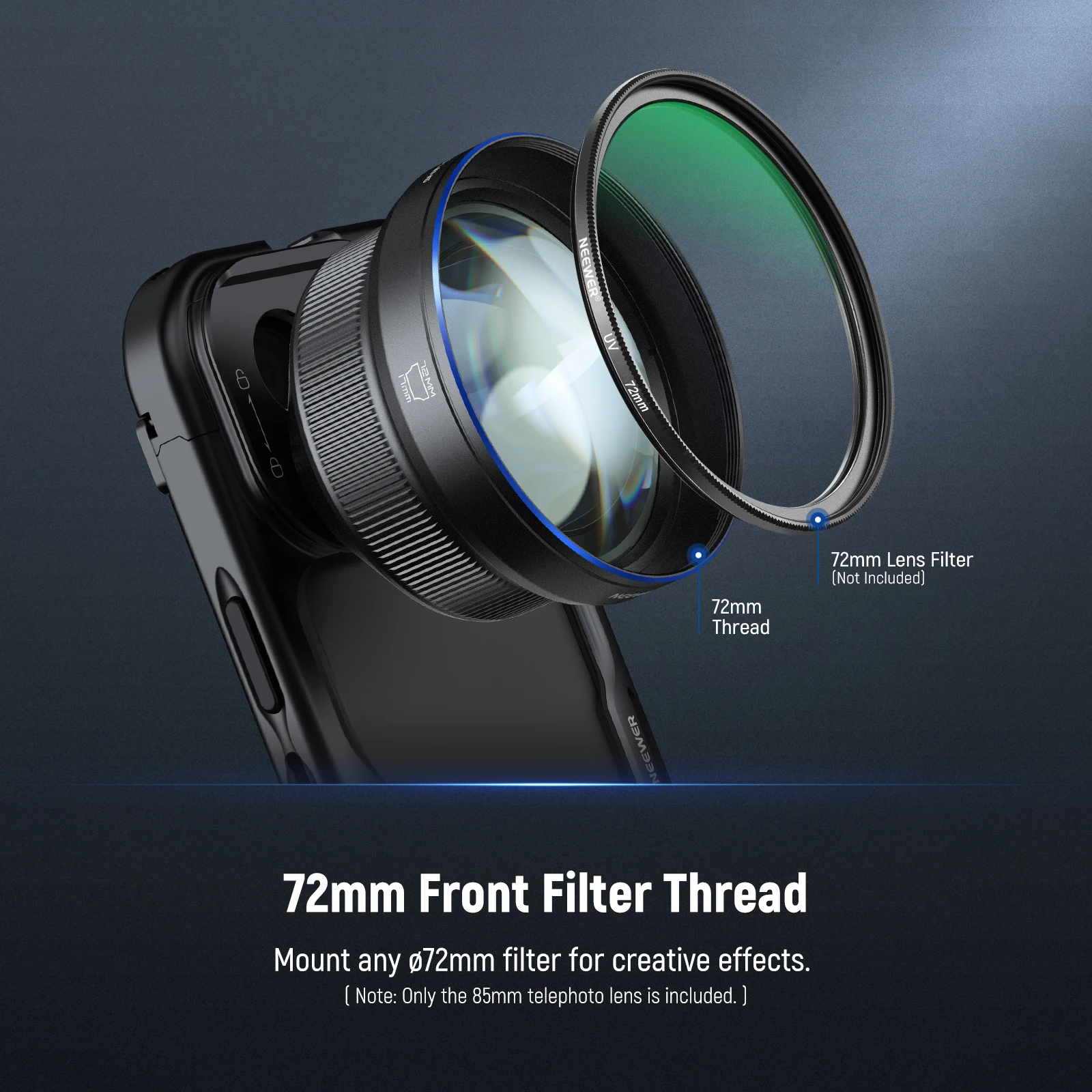 85MM Telephoto Phone Lens for 17mm Backplate 2.5X Magnification