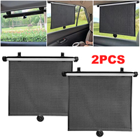 2Pcs Car Sunshade Roller Retractable Side Window UV Protection Curtain with Suction Cups for Most Vehicles