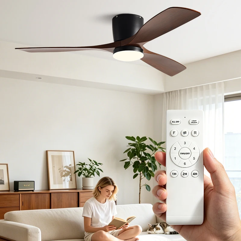 42/52 Inch Low Floor Strong Fan Blades DC Motor Ceiling Fan with LED Light and Remote Living/Dining Areas, Home & Office Control
