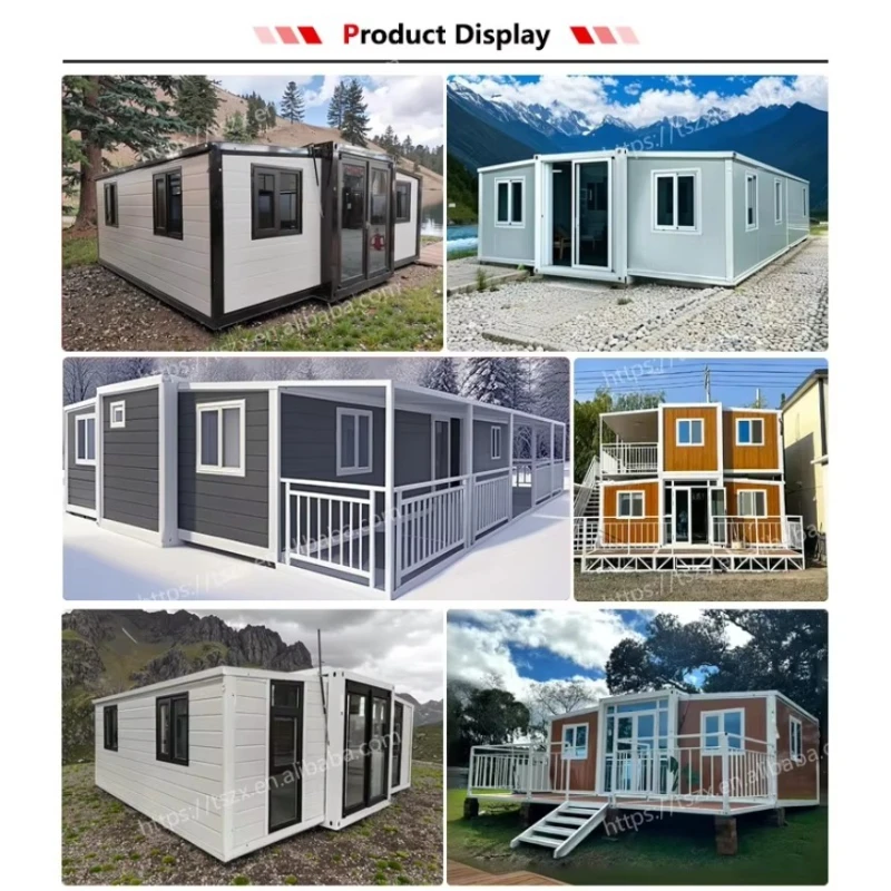 منزل صغير متنقل 3 4 غرف نوم قابلة للطي منازل جاهزة 20 قدم 40 قدم منزل حاوية فاخر قابل للتوسيع