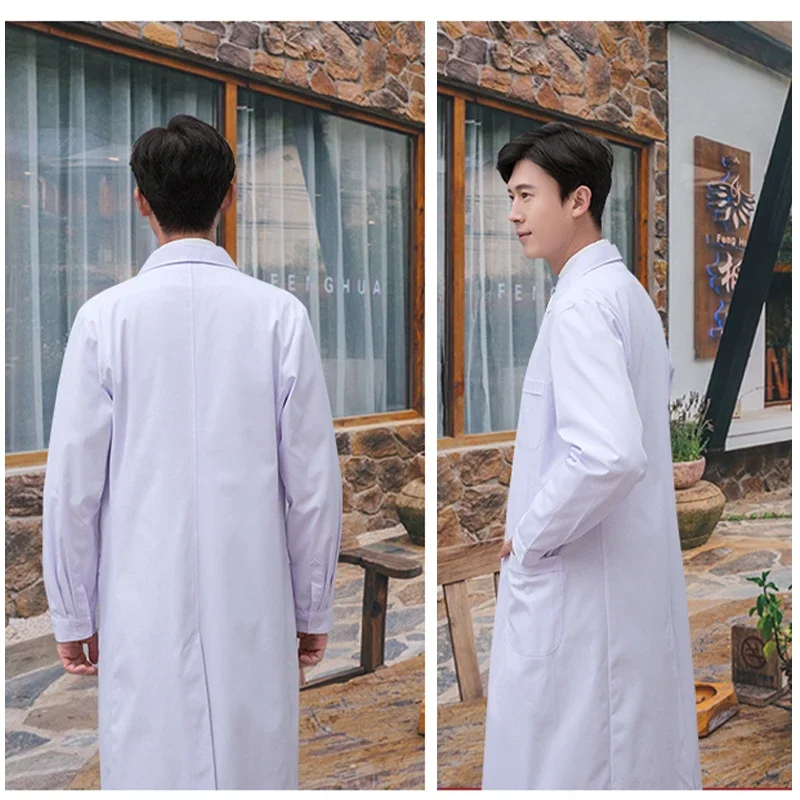 

2025halloween Vêtements de travail pour hommes, uniforme de pharmacien clinique d'hôpital, blouse de laboratoire blanche