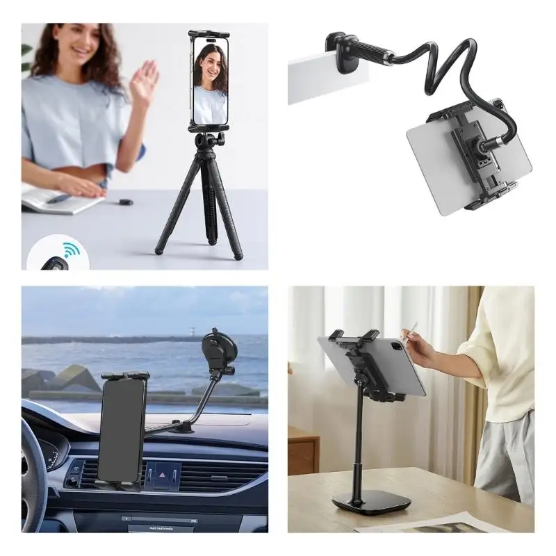 31BA Opposing-Arm Tablet Holder for Stands with Matching 1/4 in Screw Connection, Accessible Cable Opening for Teaching