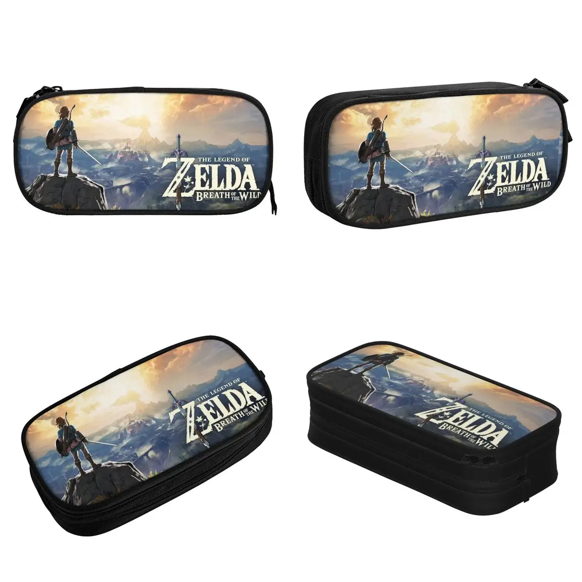 Large Pencil Case Zeldas The Legend Japanese Anime Games School Supplies Double Layer Pencil Bag Women Makeup Bag Birthday Gift