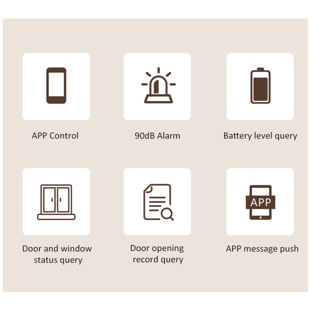 ABDE-Tuya Wifi Sensor magnético de puerta inteligente Control por aplicación USB Sensor inalámbrico de puerta y ventana Detector de alarma magnética de puerta
