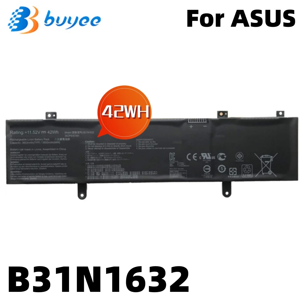 

B31N1632 Аккумулятор для ноутбука Asus Vivobook X405U X405UA X405UQ X405UR Zenbook S4100U S4100UQ S4200UQ Series 11,52 V 42Wh 3653mAh