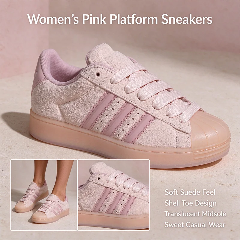 New Adidas SUPERSTAR ST W Originals KJ4687 Women Superstar Low Top Skate Shoes Lace Up Suede Rubber Outsole Thick Sole Free retu