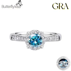 Butterflykiss Real 0.5/1CT Moissanite Wedding Ring For Women 925 Sterling Silver Round Brilliant Diamond Engagement Rings Gift