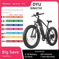 DYU King750 E-Bike 750W Motor 48V20AH Built-in Battery Mountain Snow Electric Bike 26*4.0inch Fat Tire Off-road Electric Bicycle
