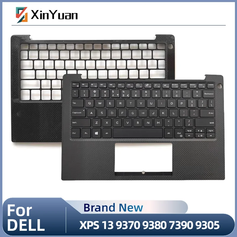 New For XPS 13 9370 9380 7390 9305 Laptop Upper Case Palmrest Cover C Shell Backlight Keyboard 0KPRW0