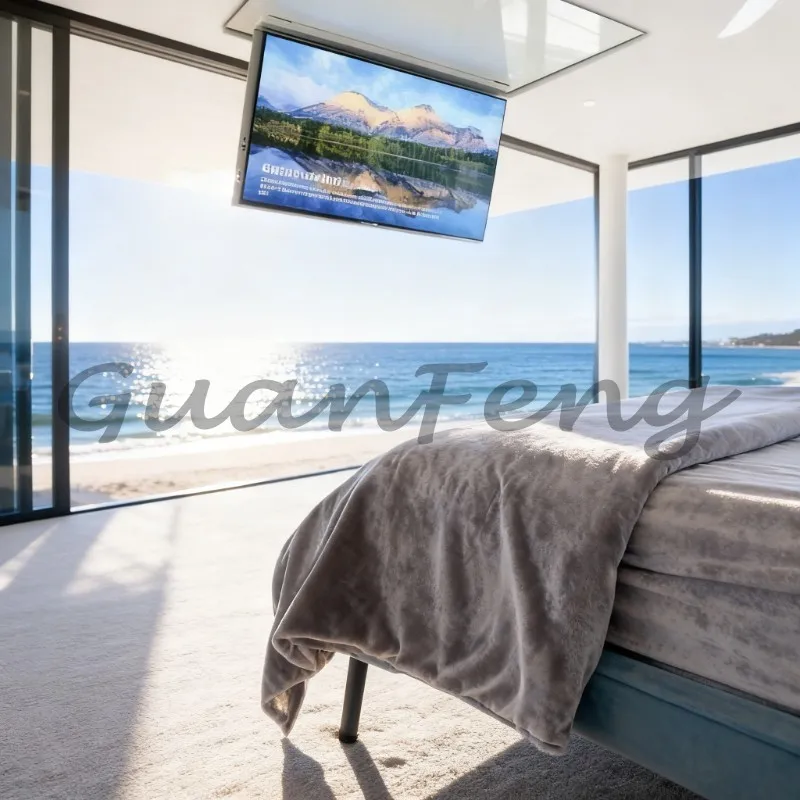 Remote Control Electric Flip Ceiling TV Lifting Bracket, Automatic Folding Pull-down TV Bracket, TV Concealed Installation