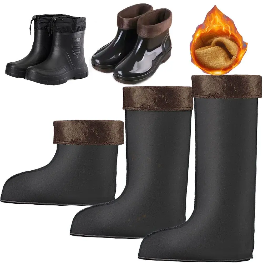 Bottes de pluie épaisses à tube bas pour lycée, doublure chaude, veste en coton, bottes plus chaudes douces, accessoires de couverture de chaussures d'isolation, hiver