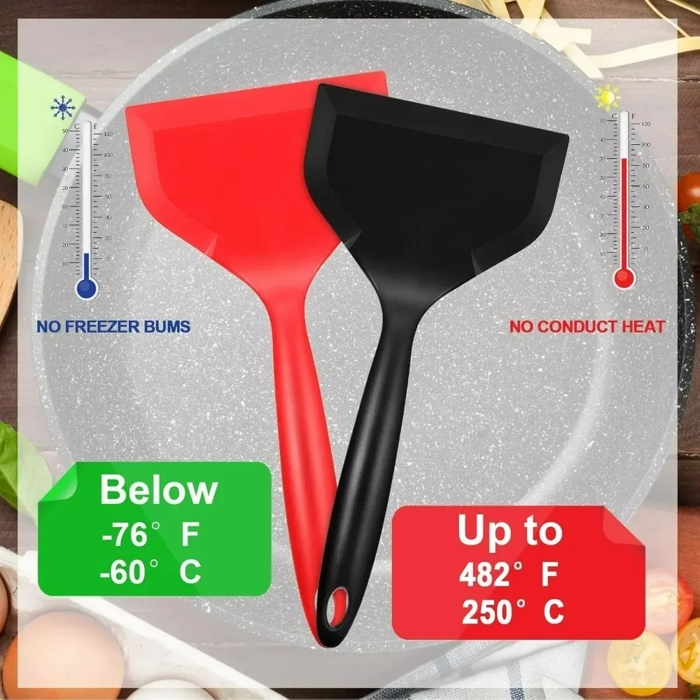 Silicone Spatula Pancakes Shovel Omelette Spatula Turner for Eggs Fish Pancake Non Stick Wide Soft Pizza Shovel Kitchen Scraper