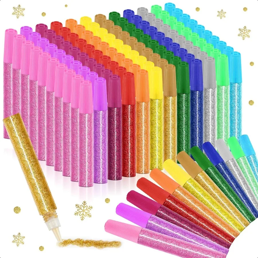 

24 Pcs Glitter Glue Pens Bulk 12 Colors Rainbow Glue Stick for Crafts Teacher Appreciate Graduation Gift plies for DIY Arts Pro