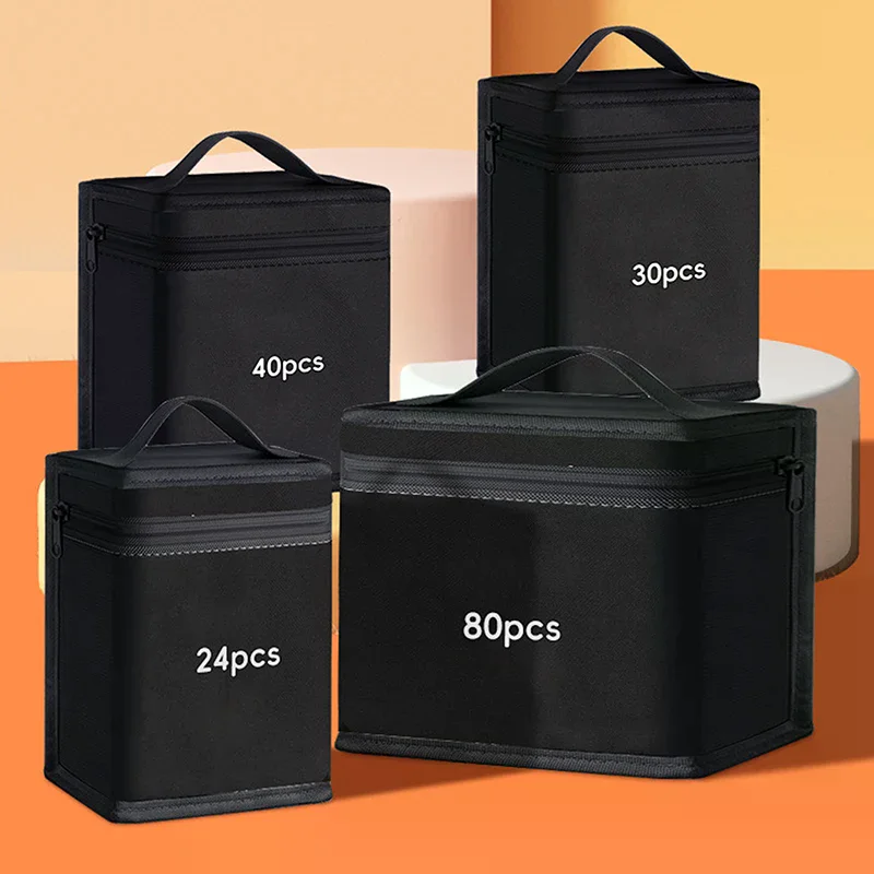 Storage Bag Markers Pen Black Massive Large Capacity Zipper Canvas Pencil Bag Watercolor Pen Stationery Bag Portable