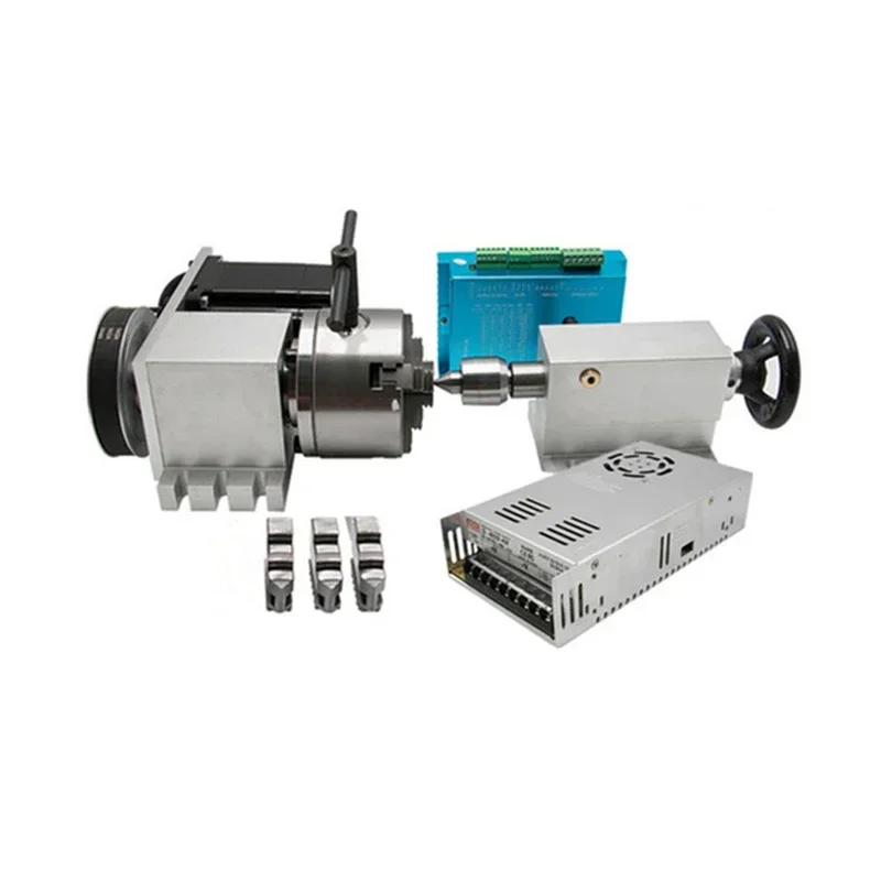 

Комплект двигателя с замкнутым контуром Nema 23, K11-100 мм, 3-кулачковый патрон с ЧПУ, 4-я ось (6:1), поворотная задняя бабка для фрезерного станка с ЧПУ