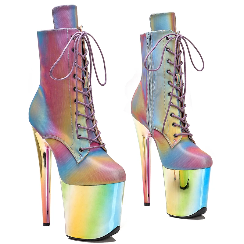 

Leecabe 20CM/8Inch Colourful PU UPPER Platform disco party High Heels Shoes Pole Dance boot