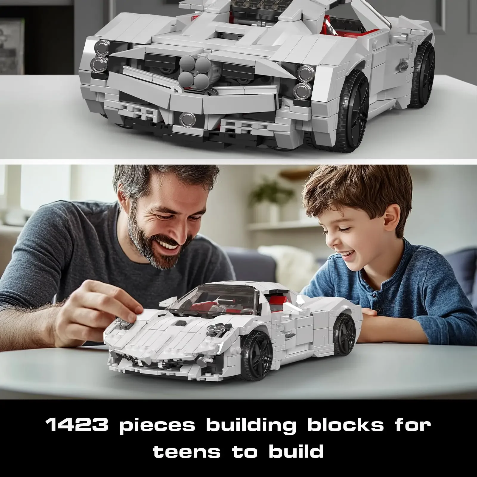 Mould King 10196 Kit de blocs de construction de voiture de sport classique (1423 pièces) - Modèle à l'échelle exotique STEM Cadeau pour constructeurs et collectionneurs adultes
