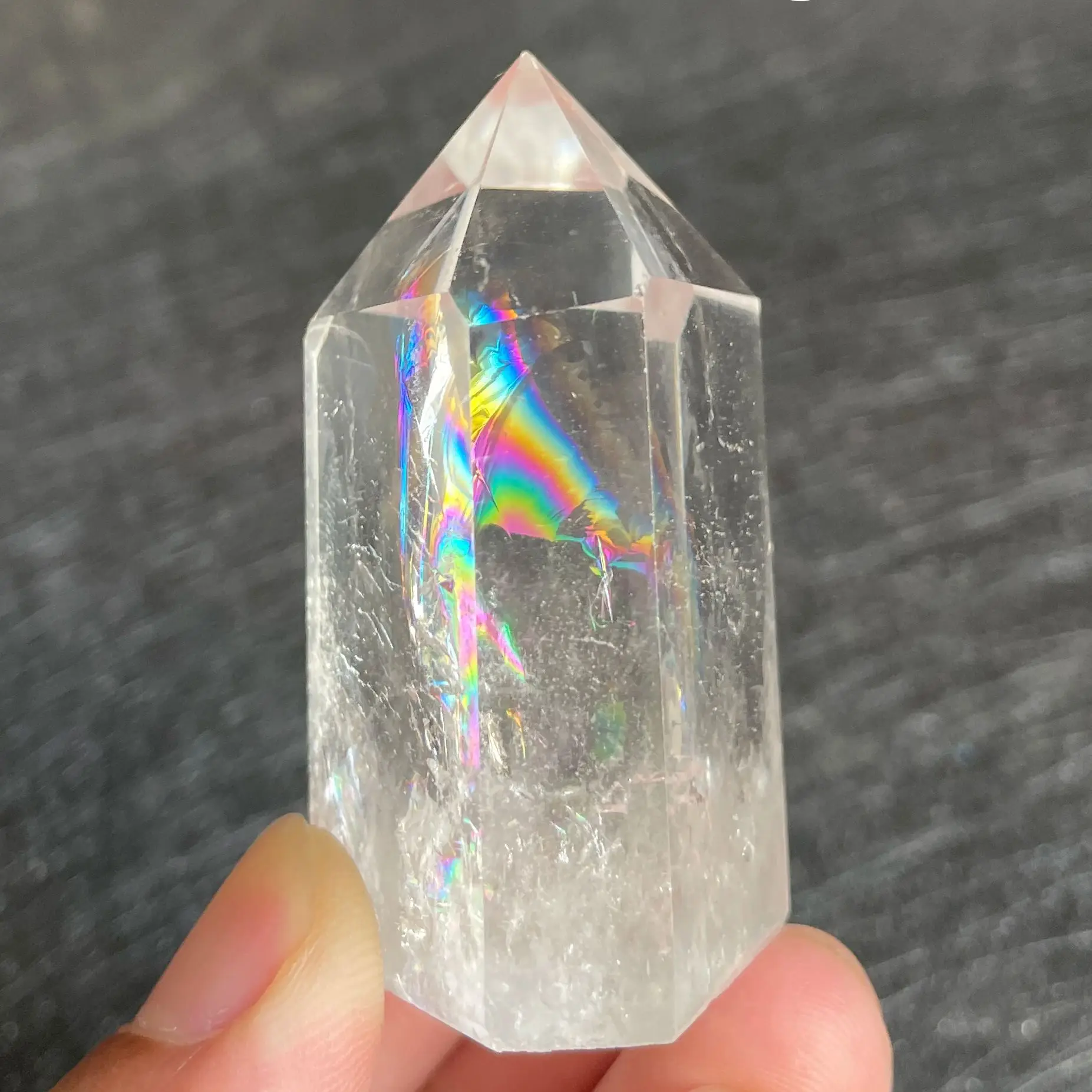 

Natural Stone Rainbow Clear Quartz Tower Home Decoration Rock White Rock Crystal Wand Point Rough Polished Obelisk Healing