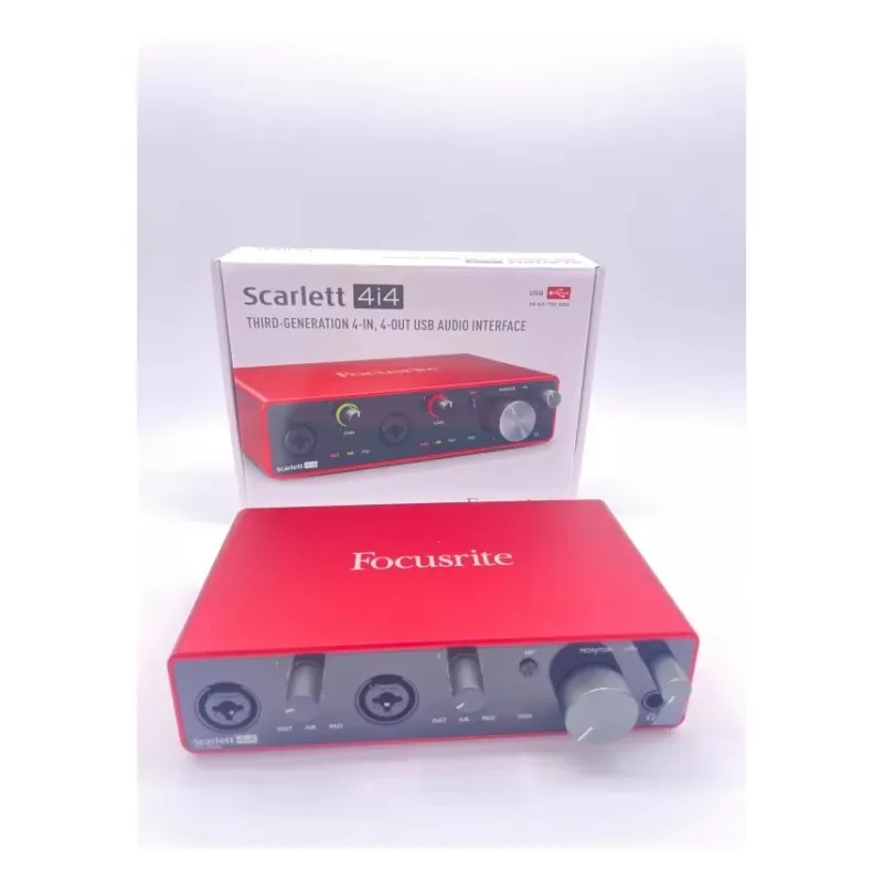 النسخة الجديدة Focusrite سكارليت 4i4 (3rd gen) 4 المدخلات 4 إخراج USB جهاز التحكم في الصوت كارت الصوت ل ميكرفون تسجيل الغيتار باس