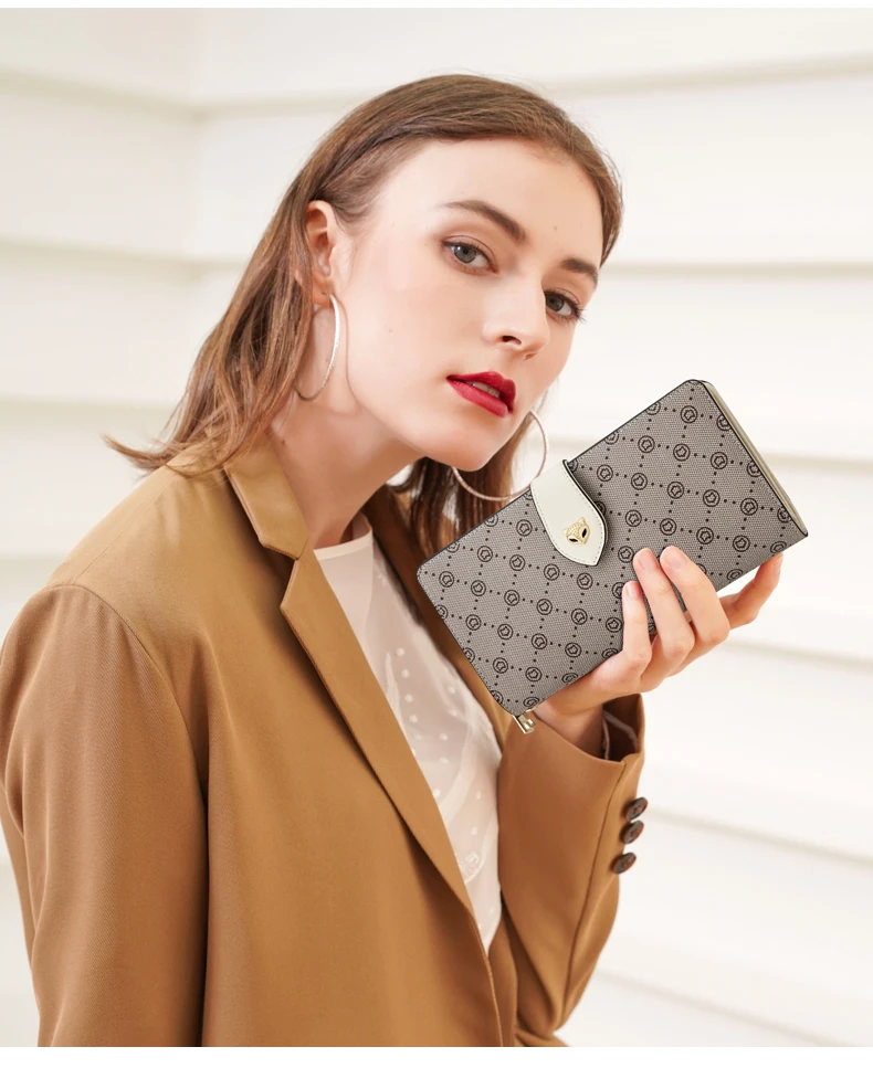 FOXER Damen-Langbörse mit Vintage-Print, Handgelenktasche, Große Kapazität, Multi-Kartenhalter, Telefon-Clutch, Geschenkbox für Damen – Detail 8