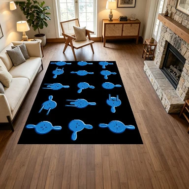 Blue Wall Hook Hardware Accessory Carpet Flooring, Simple Creative Non-Slip Floor Rug for Living Room Bedroom Home Decoration