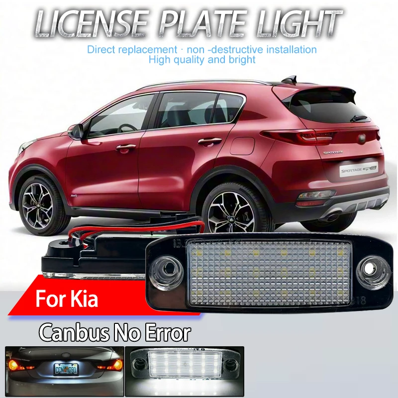 2 Stücke Auto Canbus Kein Fehler LED Anzahl Kennzeichenbeleuchtung Weiß DC12V Für Kia Sportage 2011 2012 2013 2014 2015 2016 Auto Styling