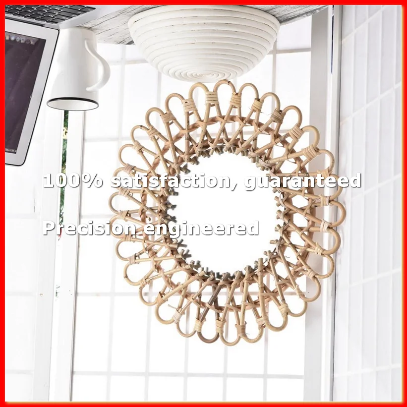Rattan Mirror Round - Cermin Dinding Rotan Nordik 40Cm, Cermin