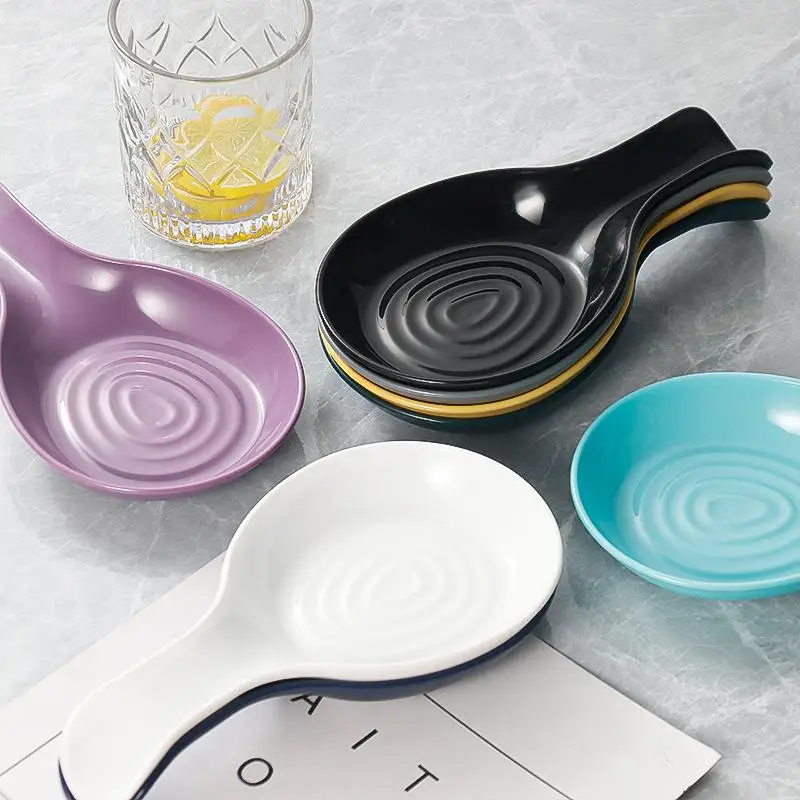 Spoon Rest Large Ceramic Spoon Holder Heat-Resistant Cooking Spoon Rest Coffee Spoon Holder Dishwasher Safe Ceramic Spoon Rest