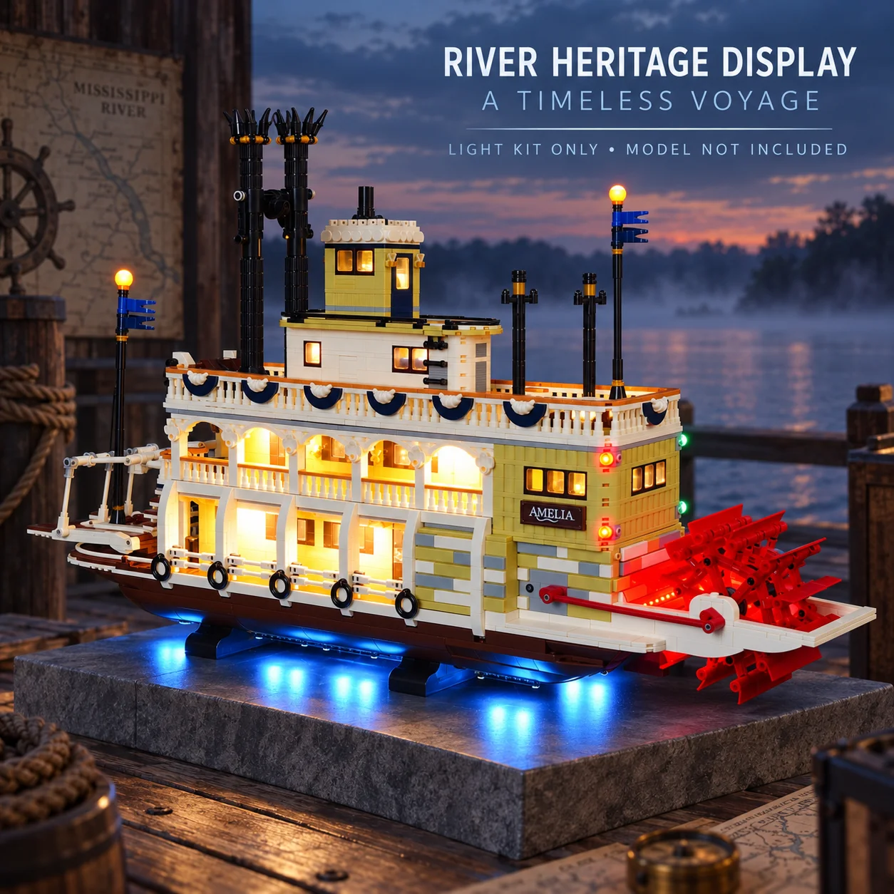 Hprosper 5V LED Lights for Lego 21356 River Steamboat Decorative Lamp With Battery Box