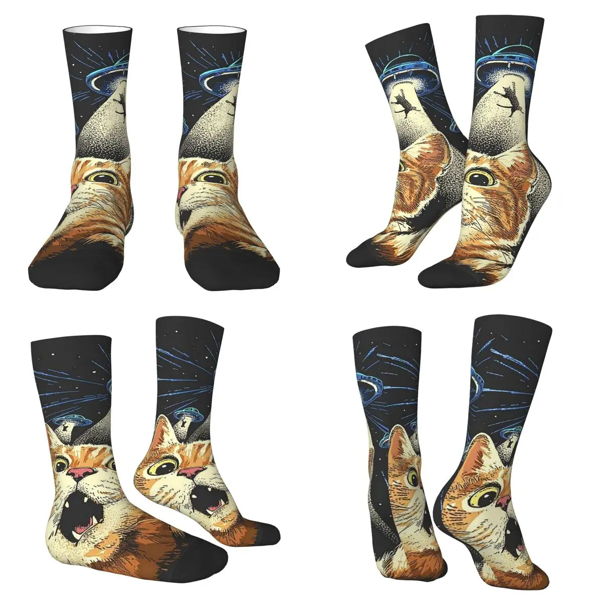 

Fun And Exaggerated Cat Print Socks Harajuku Super Soft Stockings All Season Long Socks Accessories for Unisex Christmas Gifts