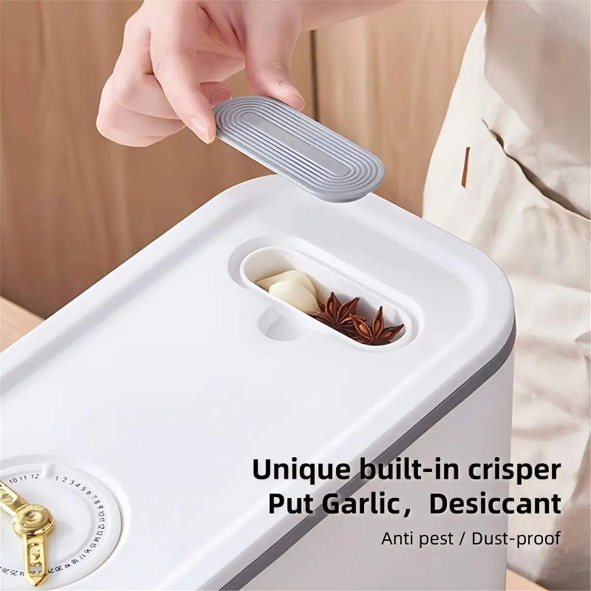 NEW Rice Dispenser, Rice Storage Container Sealed Moisture Proof with Measuring Cup for Kitchen Pantry Household