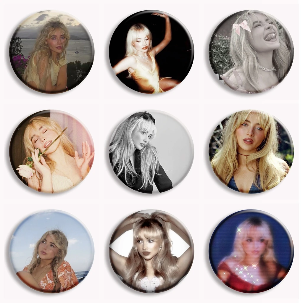 Hot Singer Sabrina Carpenter Aesthetic Soft Button Pin Vintage Music Album Cover Brooch Badge Bag Decor Accessories Fans Collect