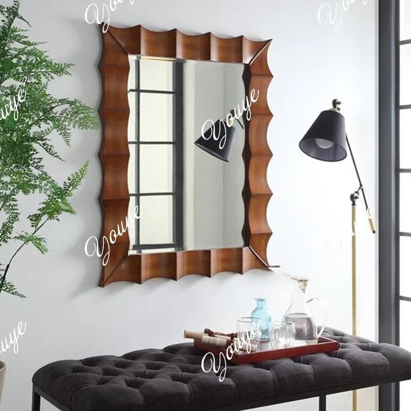Gi Retro Decorative Mirror American Entrance Mirror Living Room Wall Dining Room Wall Mirror Medieval Bathroom Bathroom Makeup