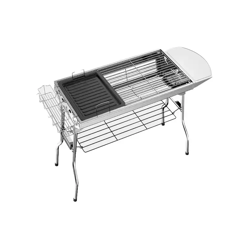 Portable Stainless Steel BBQ Grill Foldable Charcoal Barbecue for Outdoor Camping Picnic Lightweight Compact Design Easy