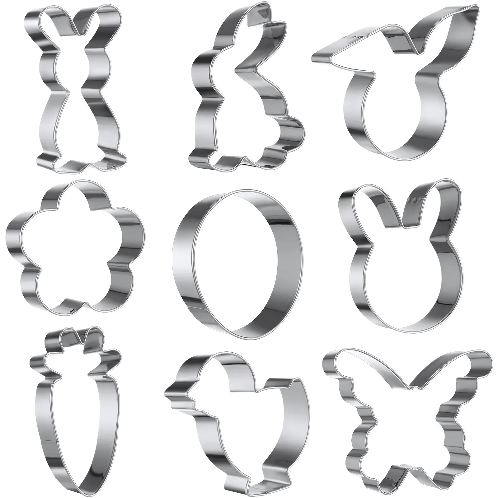 1Set Cookie Cutters Variety Pack Stainless Steel Easter Rabbit Animal Baking Molds Cute Festival Biscuit Mold Party Cookie
