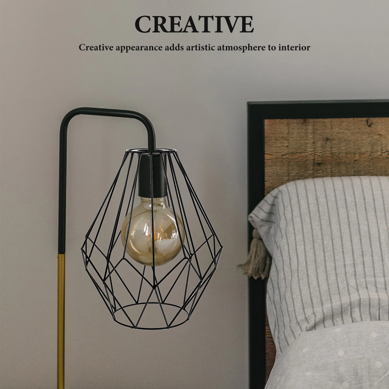 

Metal Lamp Shade Vintage Light Cage Industrial Chandeliers Ceiling Light Cover Pendant Lamp Guard Durable Replacement Black Easy
