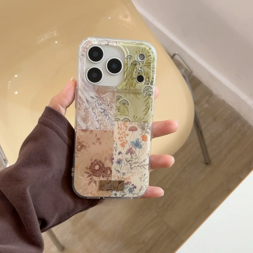 الرجعية النمط الصيني الزهور الملونة الربط للصدمات واقية غطاء الهاتف القضية آيفون 17 16 15 14 برو ماكس #3