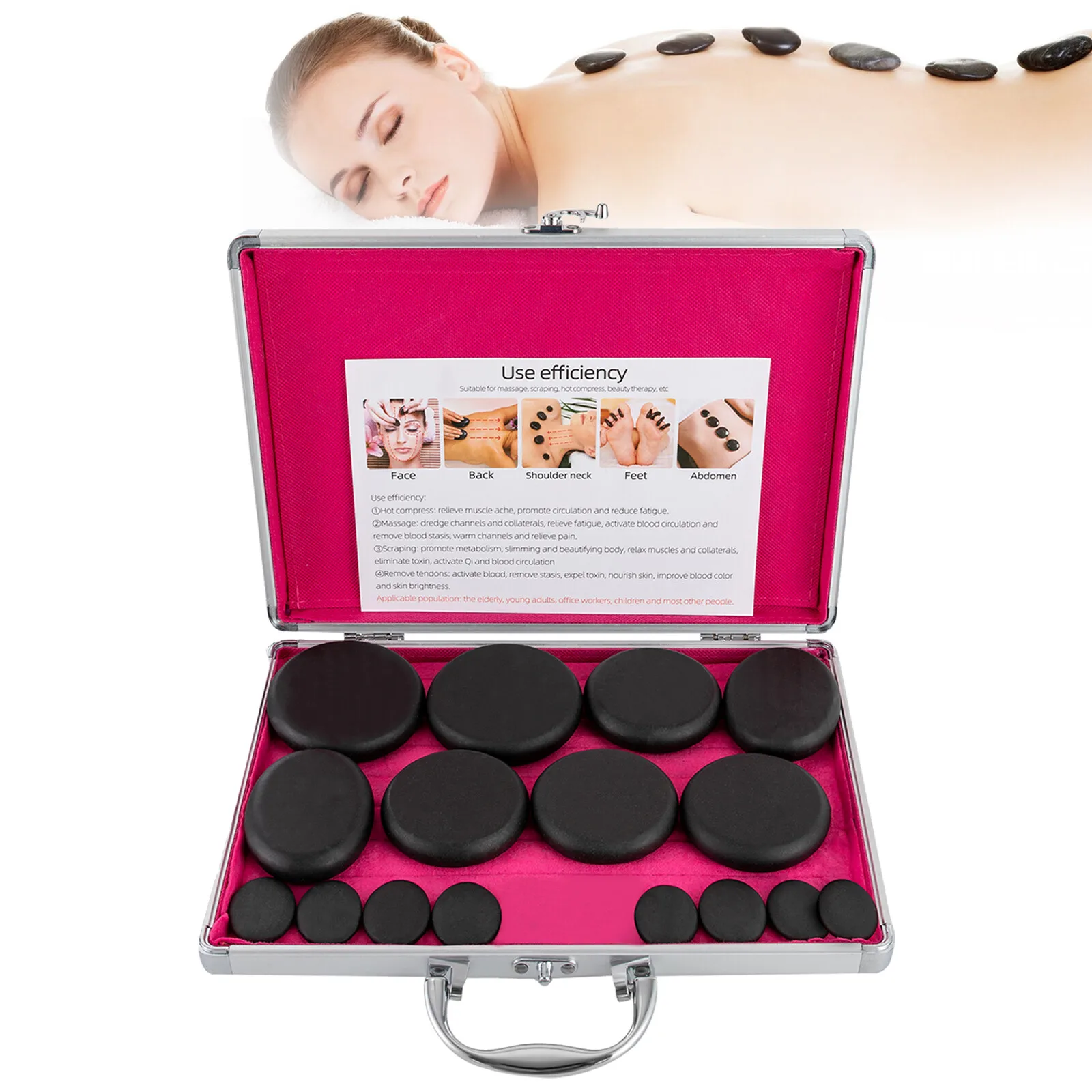 

16x массажный набор Hot Stones с коробкой для спа-массажной терапии, черный