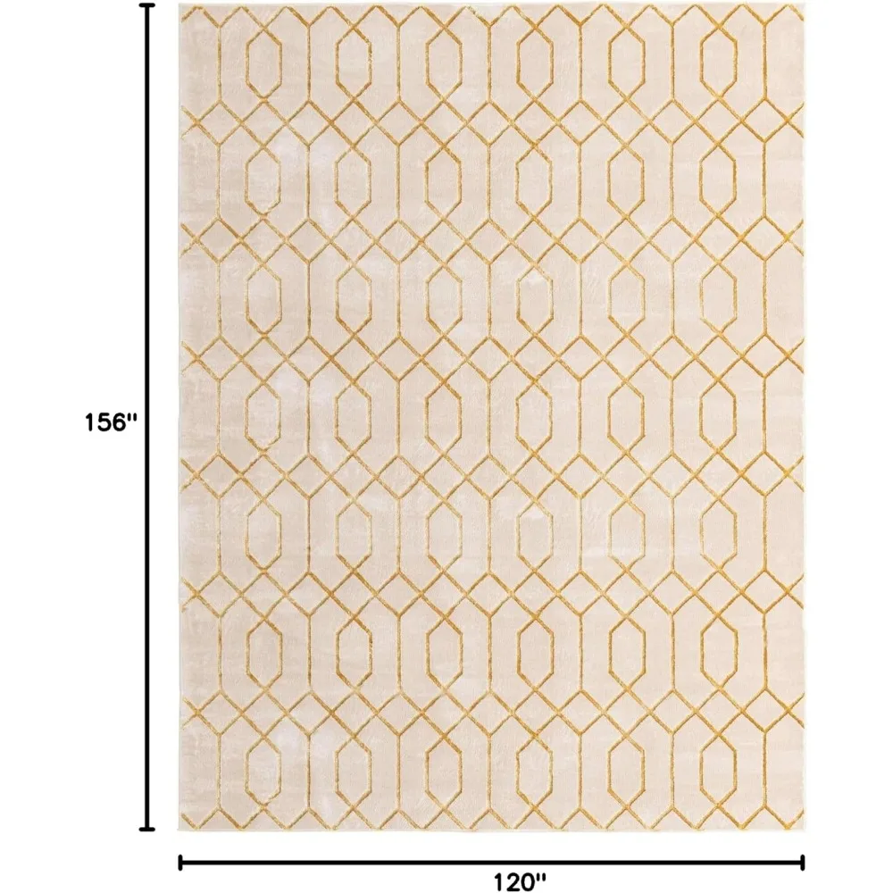 Collection Area Rug - Trellis (10'x 13' Rectangle, White Gold/ Gold), Carpet