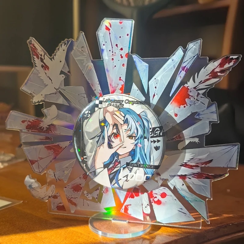 Blood Shattered Glass Badge Holder Dark Goth Broken Glass Pattern Display Stand for Anime Pins Halloween Desk Decor